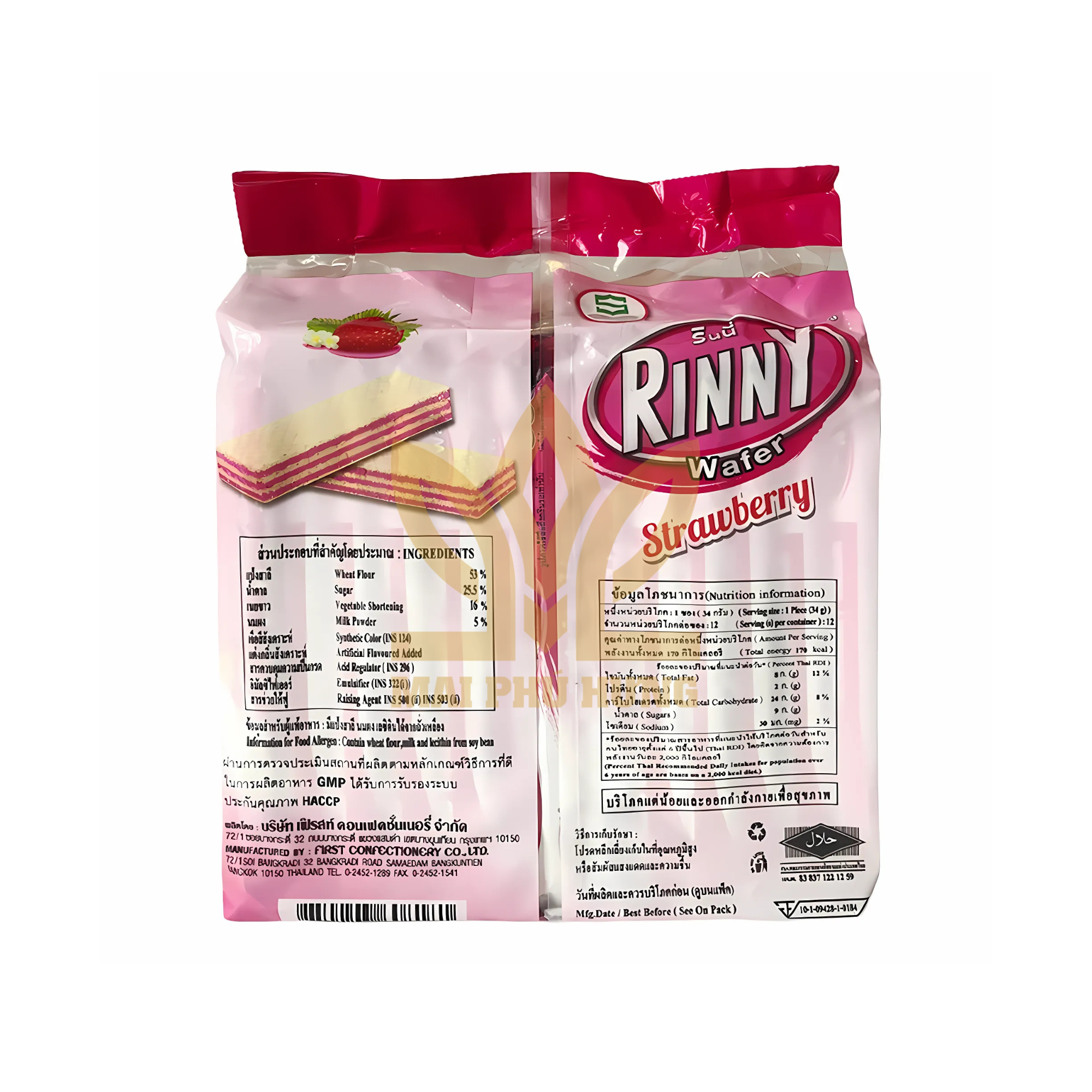 Bánh Xốp Rinny Thái Lan Vị Dâu 15 Mặt sau Bánh xốp Rinny Thái Lan Vị Dâu