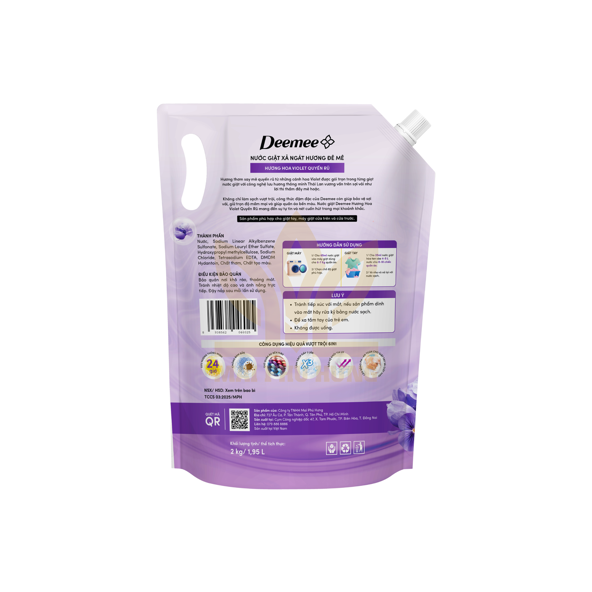 Nước giặt xả Deemee hương hoa violet quyến rũ túi 2 kg 15 Nước giặt Deemee hương violet quyến rũ