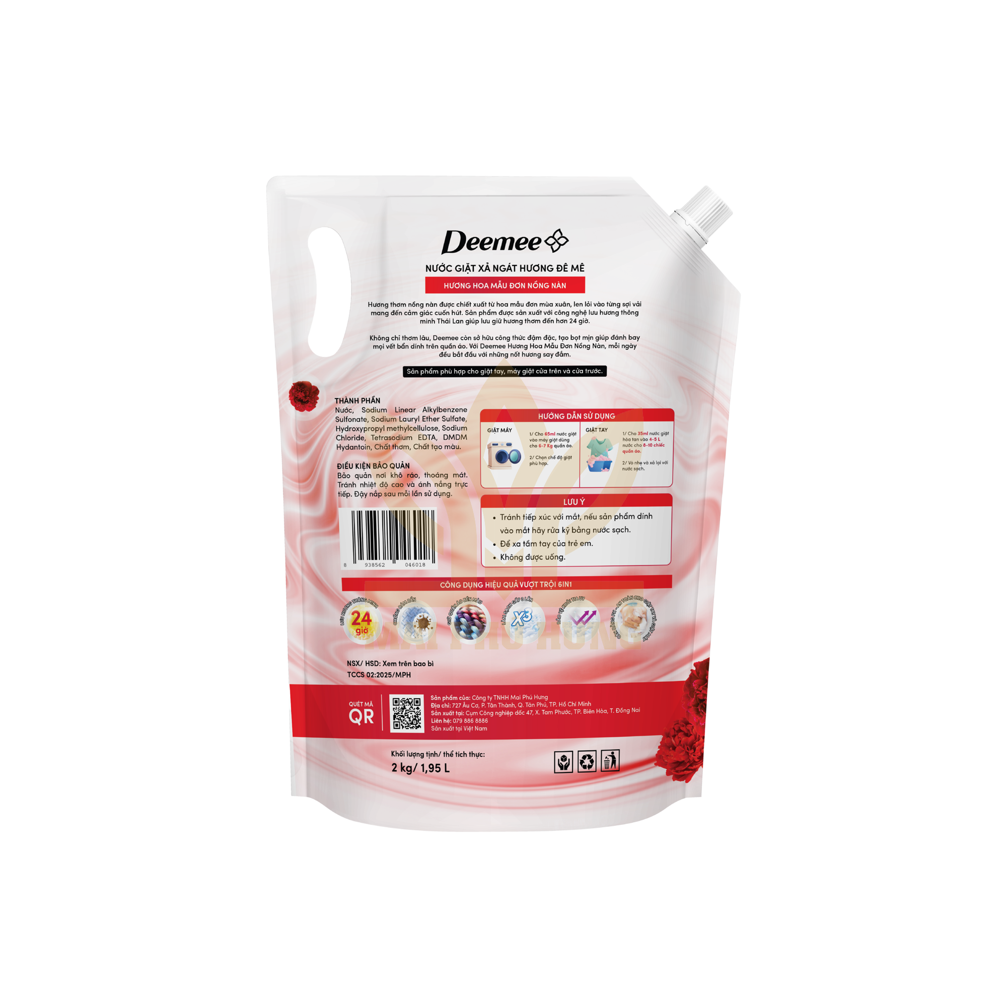 Nước giặt xả Deemee hương hoa mẫu đơn nồng nàn túi 2 kg 15 Nước giặt xả Deemee hương hoa mẫu đơn nồng nàn túi 2 kg - Ảnh 2