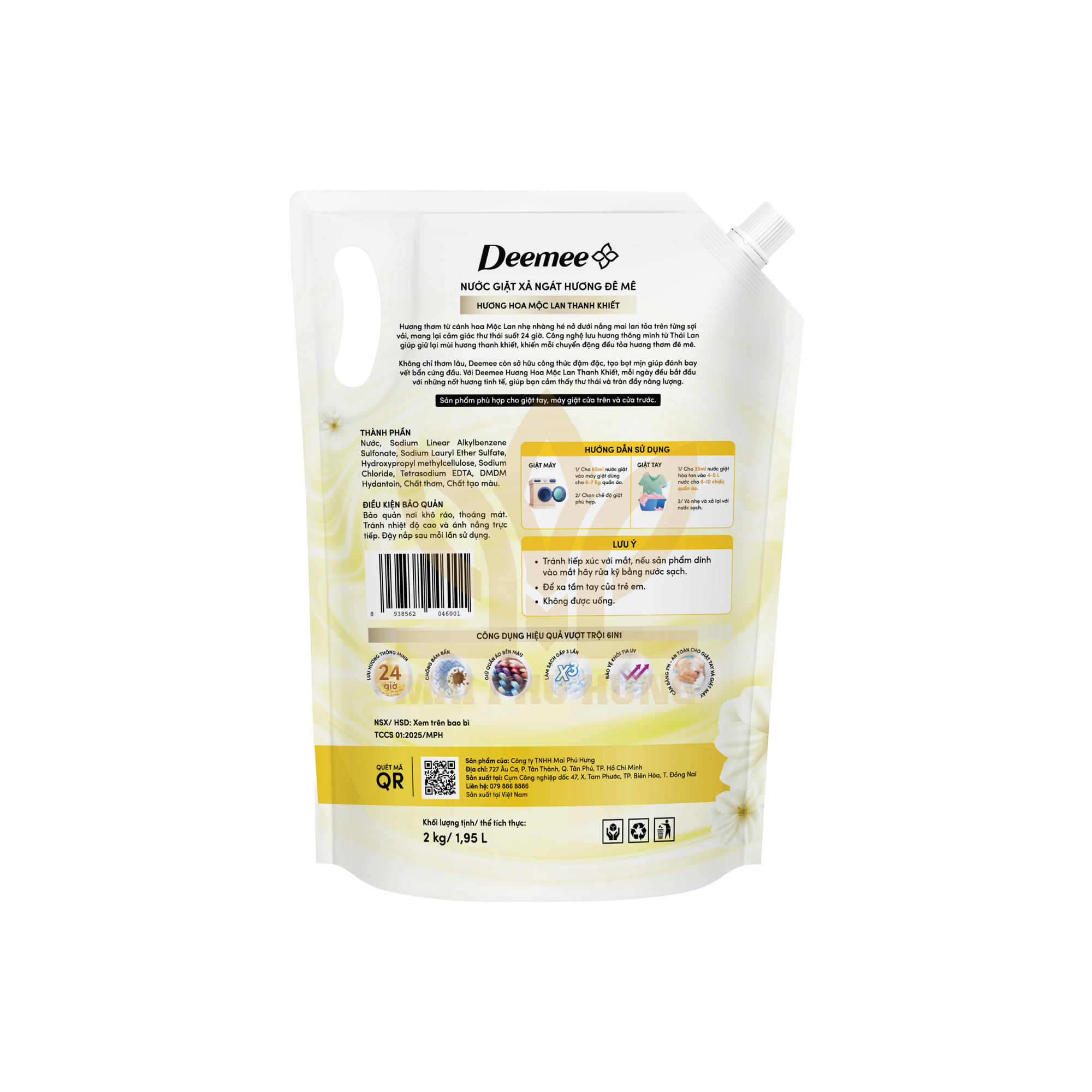 Nước giặt xả Deemee hương hoa mộc lan thanh khiết túi 2 kg 15 Nước giặt Deemee hương hoa mộc lan thanh khiết